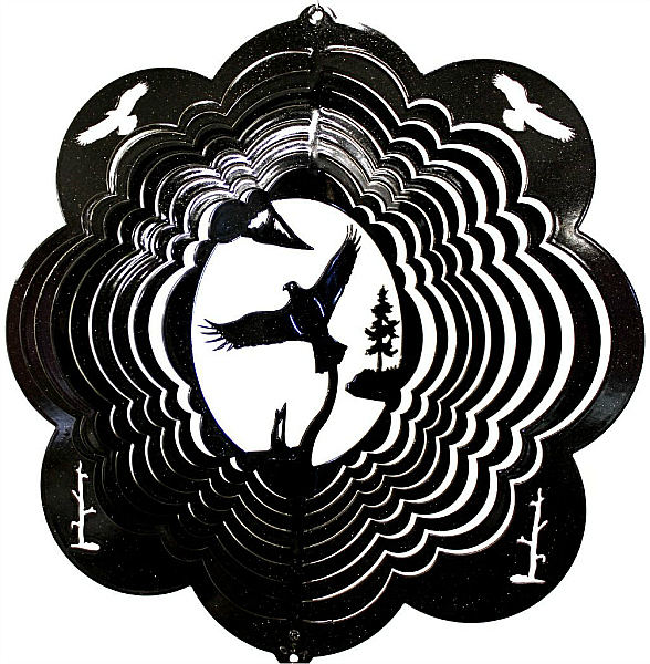 Black Stainless Steel Eagle 3D 12 Inch Wind Spinner 