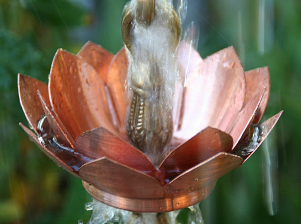 Copper Plated-2.5M Long Metal Lotus Flower Rain Chain Rain Chains 